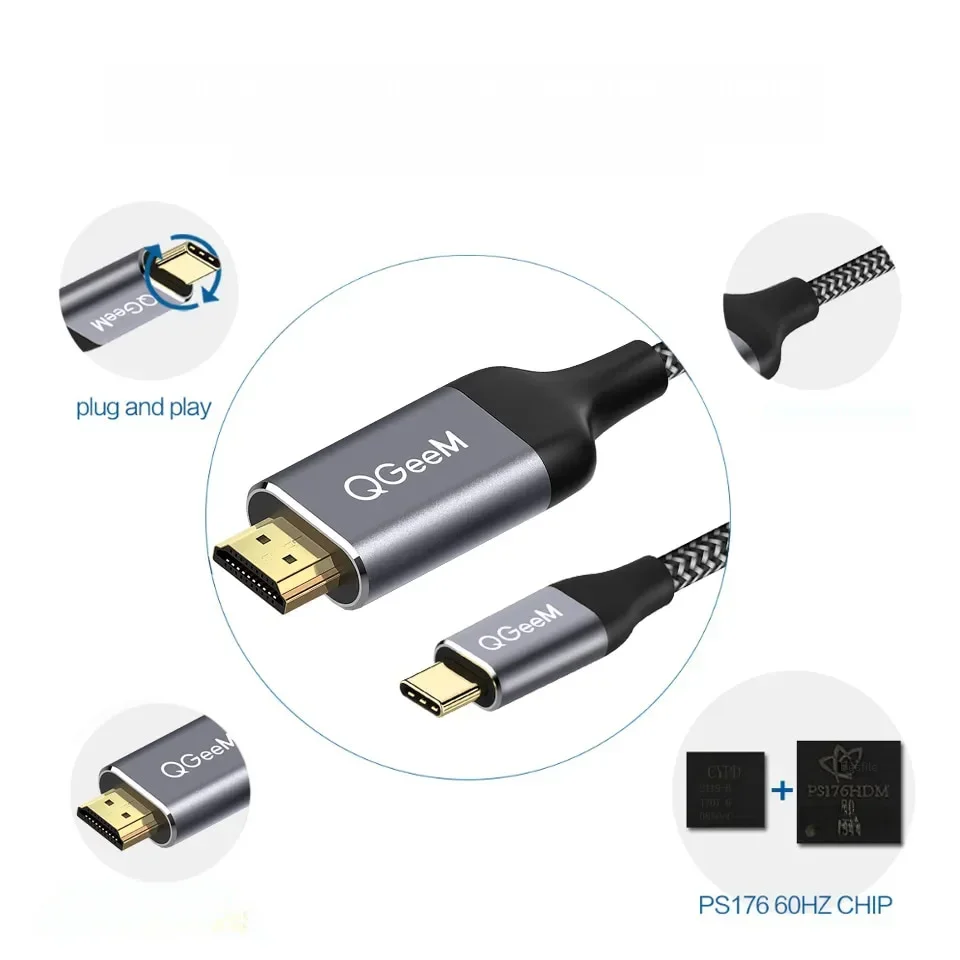 Cable USB C a HDMI para iPad a HDMI para TV USB-C a HDMI Cable adaptador  para teléfono a TV, adaptador Android tipo C a HDMI para iPad a TV, cable