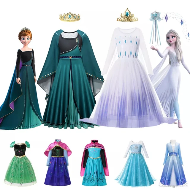 04 Elsa Robe Blanche # Robe Princesse Pour Filles Anna Elsa Costume Cosplay  Jasmine Enchevêtrée Blanc Neige Tianna Robe Robe Reine des Neiges 2  Vêtements de Noël