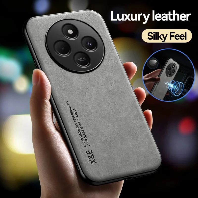 Silicone Shockproof Leather Magnetic Phone Case with Matte Back Cover