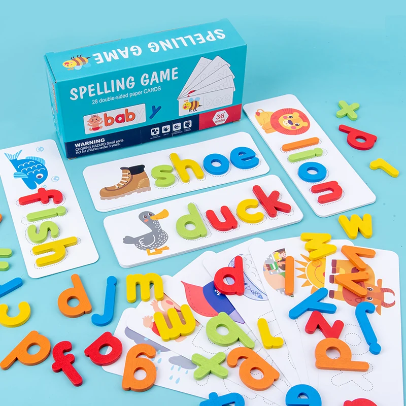 Wooden Toys  Educational toys Learning Activities Toy of Spell Learning English Alphabet  Preschool Fine Material,Christmas Gift 6