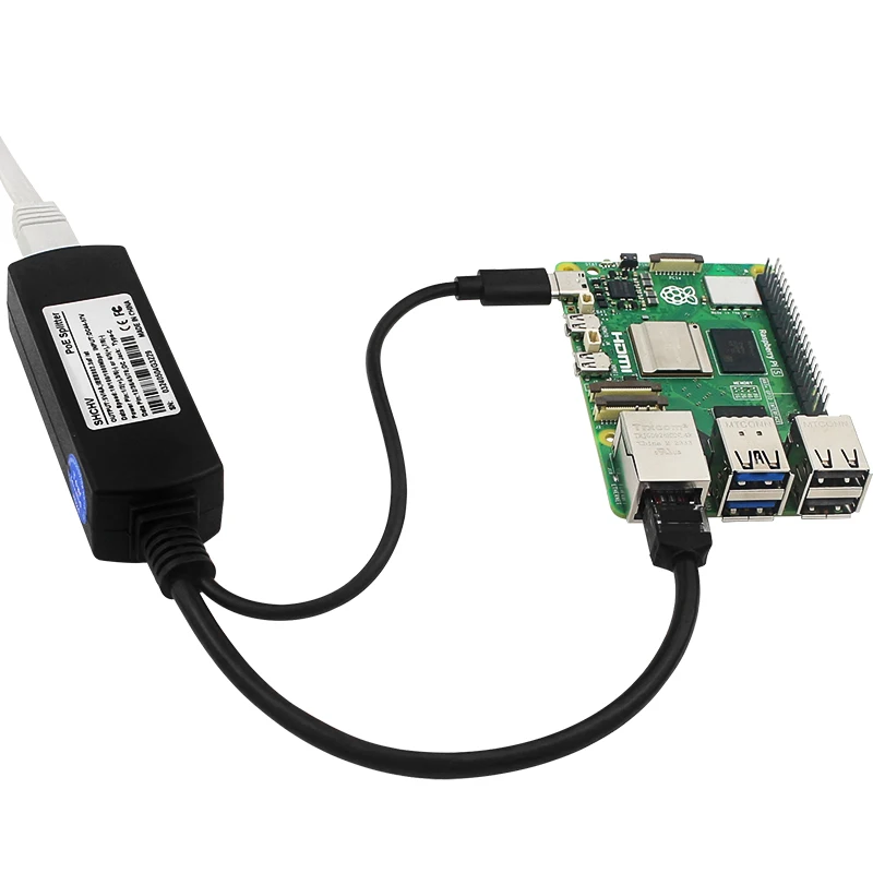 5V 4A Raspberry Pi 5 PoE Splitter 10/100/1000MB Network Gigabit IEEE 802.3 af/at Type-C to PoE for Pi 5 Pi5 — view 6