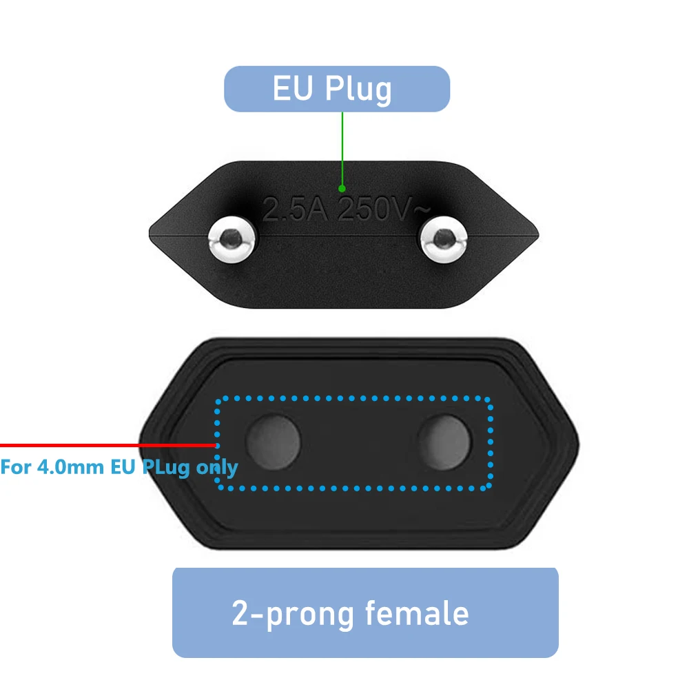 EU Power Extension cable 2-Prong European EU Male to Female Power Extension Cord 5M/3M/1.5M/1M/0.5M EU AC power cord Extension - 2