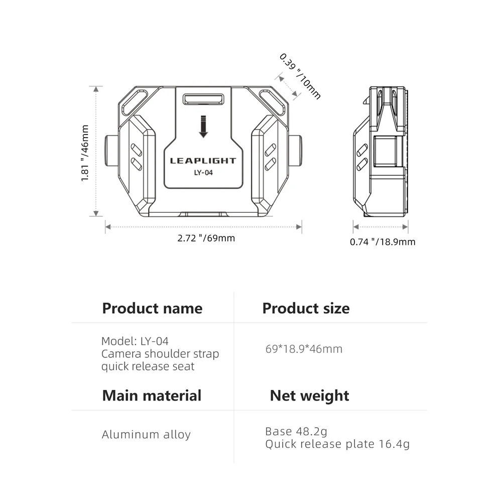 LEAPLIGHT DSLR Camera Base Adapter Quick Release System Camera Strap Mount For Sony Canon Fuji Nikon PD