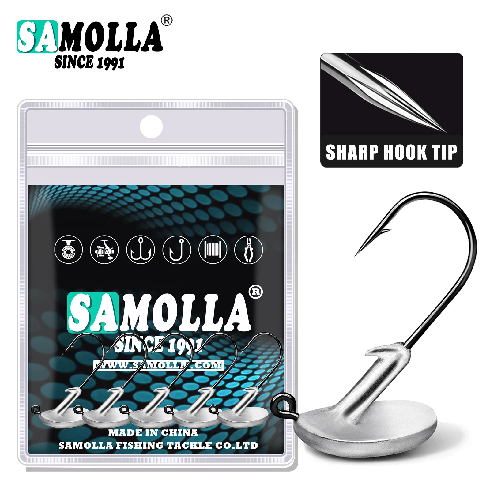 SAMOLLA Ned Rig Jig heads Fishing Hooks 1.8-6g Tumbler Ajing For