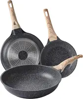 Frying Pan Skillets 3-Piece Set 8/9.5/11 inch, Granite Coating Omelette Pan, 100% PFOA free Cookware Pan, Non Stick Sto 1