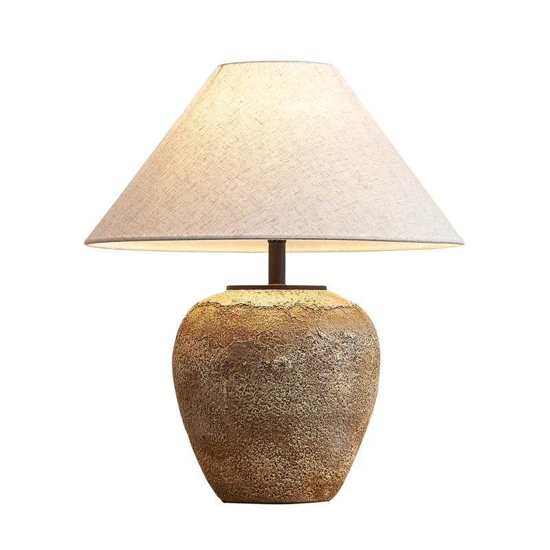 

Wabi Style Ceramic Table Lamp Creative Retro Homestay Vintage Tea Room Japanese Bedroom Desk Light Bedside Lighting