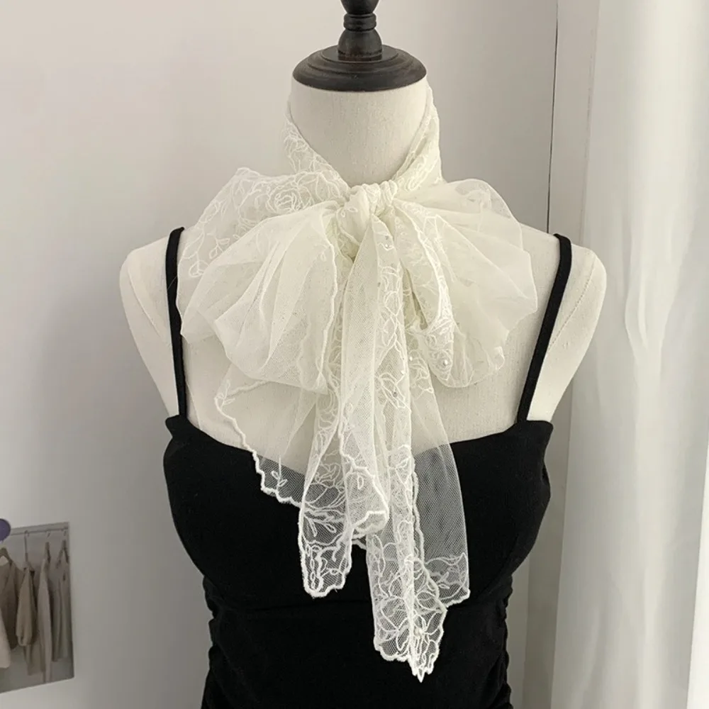 Polyester Embroidered Flower Long Scarf for Women