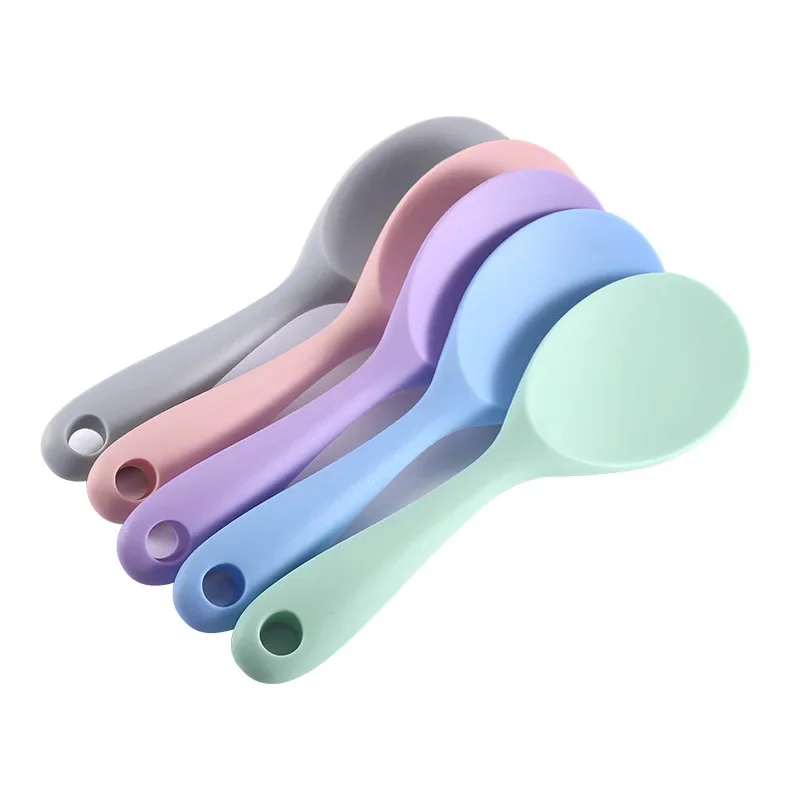 Silicone Cooking Spoon Hanging Silicone Rice Spoon Kitchen Ladle Non-stick Saucepan Electric Rice Cooker Cooking Scoop with Holes Household Items