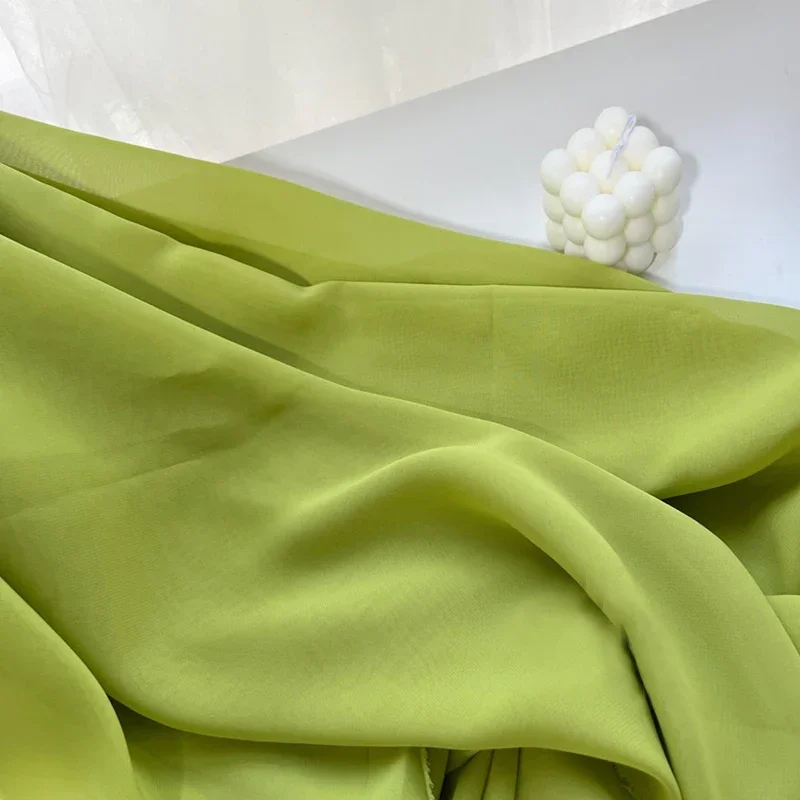 Elegant Avocado Green Semi-Transparent Chiffon Veil & Decorative Curtain Fabric