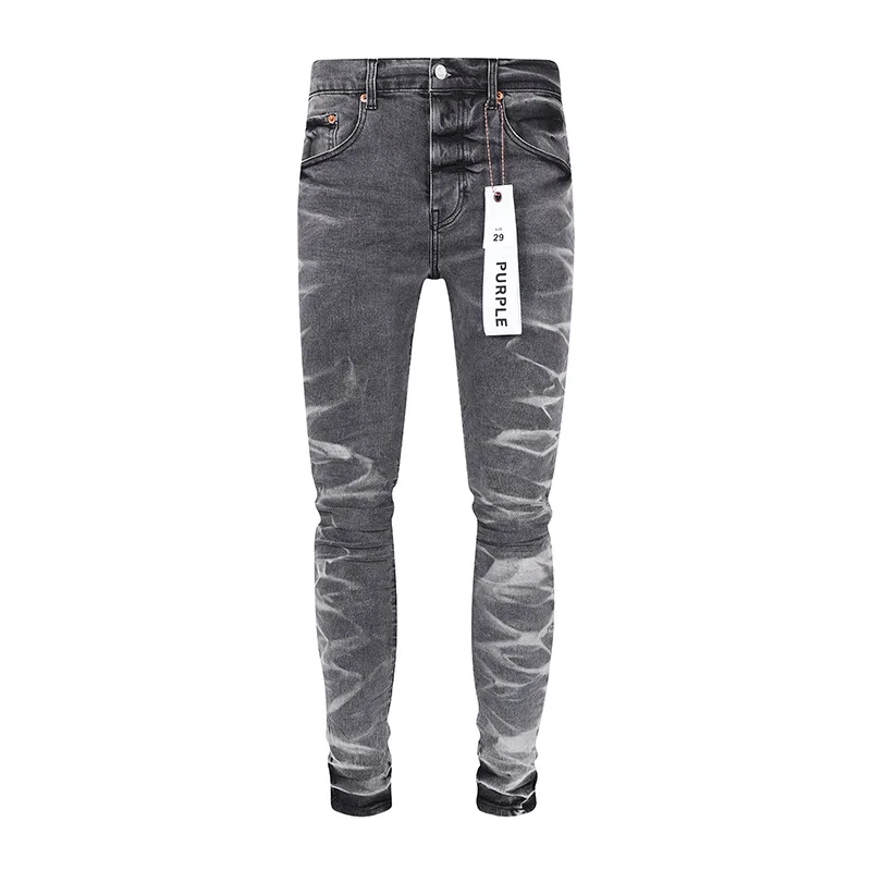 

New Purple Brand Jeans Man with Tags Slim Fit Paint Print Gray Casual Denim Long Pants Streetwear Size 30 31 32 33 34 36 38 40