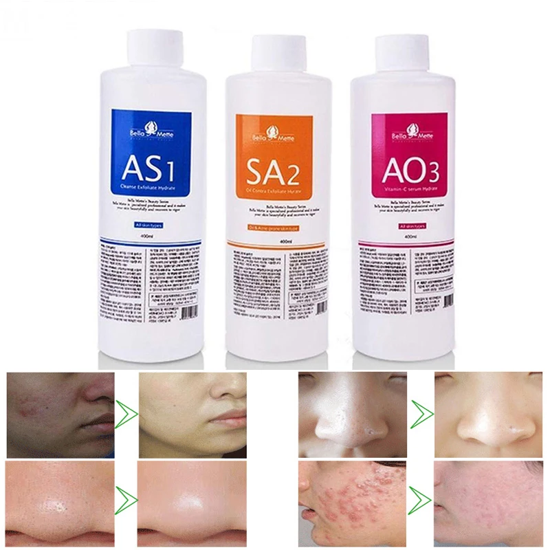 3pcs AS1 SA2 AO3 Aqua Peeling Solution 400ml Hydra Dermabrasion Face Clean Facial Cleansing Blackhead Export Liquid Beauty Salon | Красота и
