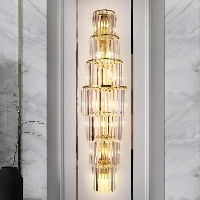 Luxury peacock crystal wall lamp Nordic bedroom bedside living room TV background led wall lamp
