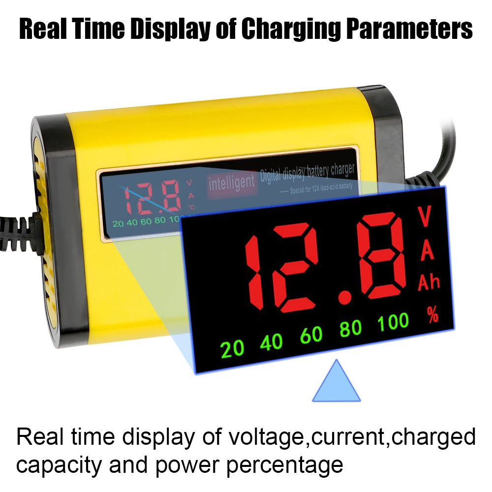 2A Intelligent Fast Power Charging 3 Stages Lead Acid AGM GEL Battery-chargers Car Battery Charger