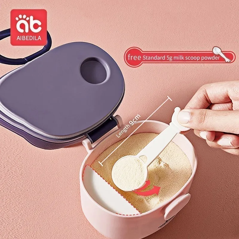 AIBEDILA Milk Powder Box Baby Travel Portable Food Storage Box Simple Candy Colored Portable Safety Sealed Milk Powder Cases