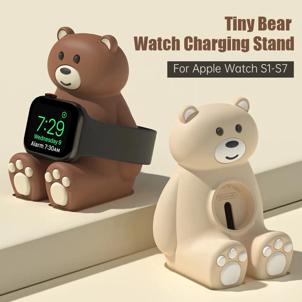 Bear Charge Stand Holder Station Per Apple Watch 8 7 6 5 4 Se Dock Di Ricarica Per Apple Watch Iwatch 44 40 45 41 42 38Mm