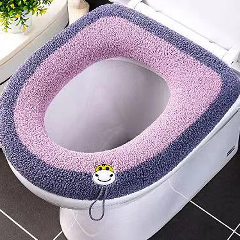 Warm Toilet Seat Cover Mat Bathroom Toilet Pad Cushion with Handle Thicker Soft Washable Closestool Warmer Accessories 2