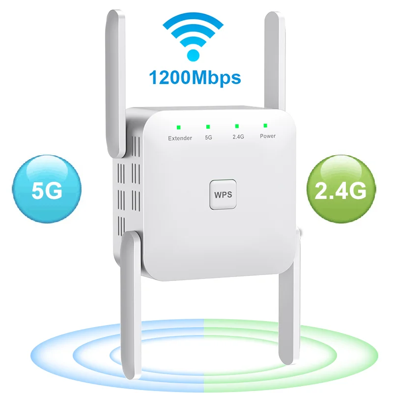 1200mbps WiFi Extenders Signal Booster for Home WiFi Extender 2.4G 5G Internet Booster for WiFi Full Coverage WiFi Signal Booster with 4 Antennas WiFi Booster and Signal Amplifier WiFi Booster 