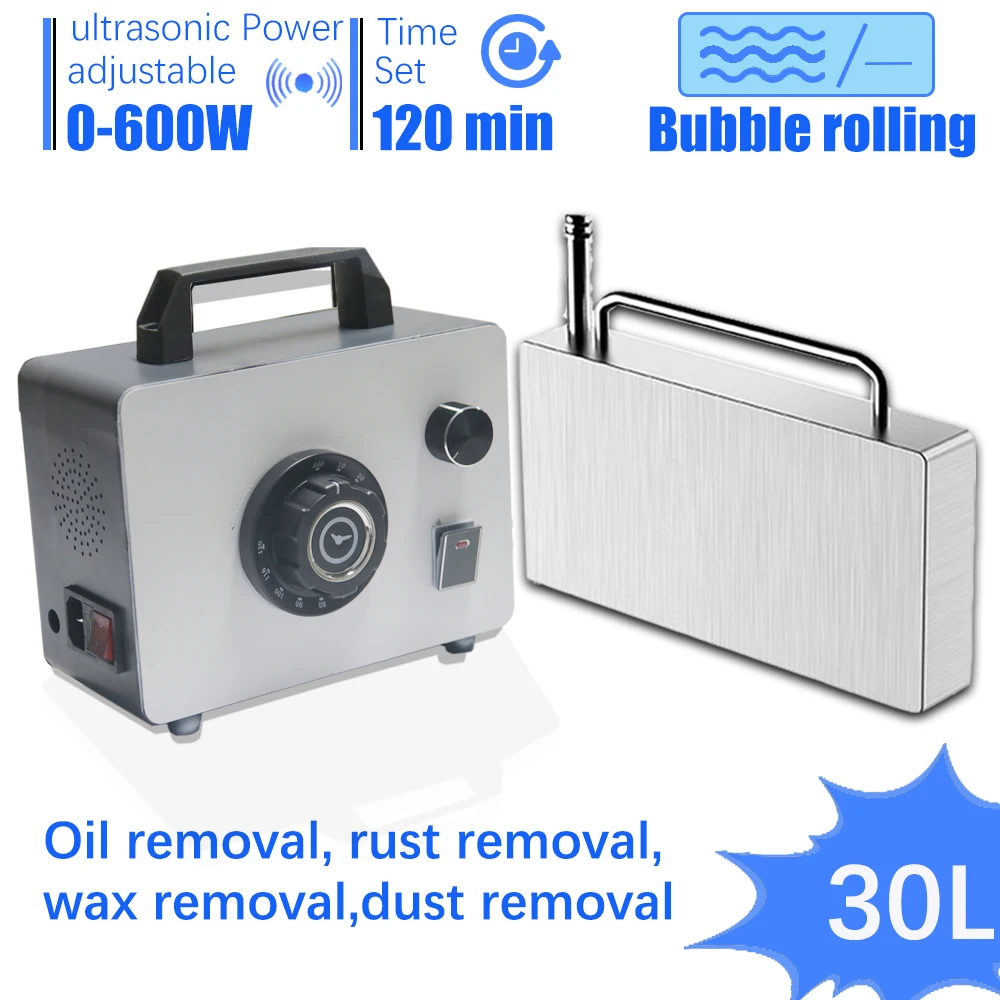 Ultrasonic cleaning machine 600W adjustable, with bubble rinsing, cleaning parts exclusive, applicable water capacity 5-30L