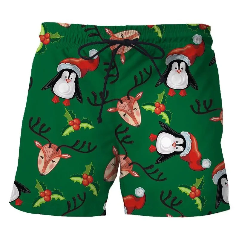 

Printed Penguin 3D Men's Short Pants Fashion Hawaii Beach Shorts Cool Casual Summer Quick Dry Animal Pattern Sports Shorts Male