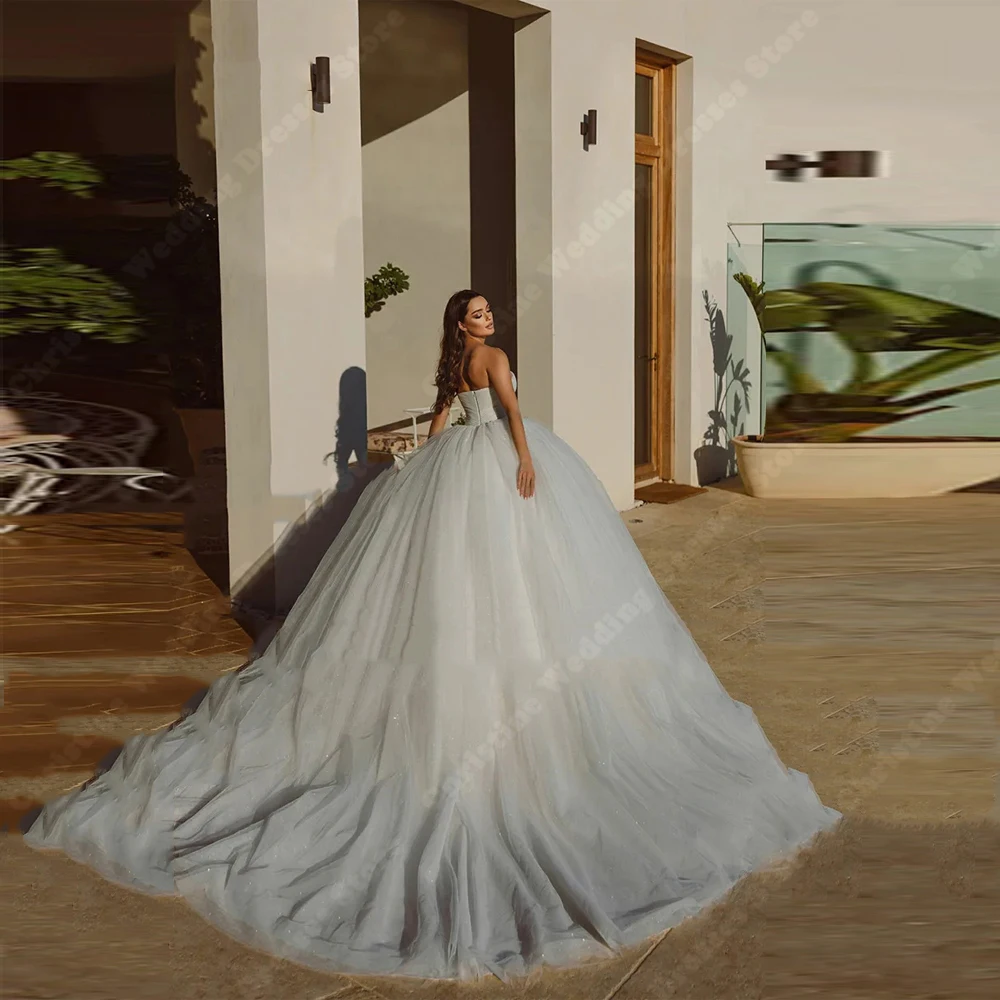 2025 Bright Tulle Women Wedding Dresses Sequin Printing Bridal Gowns Mopping Length Princess Party Vestidos De Novias Customized 2