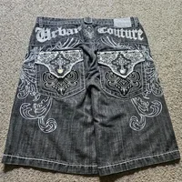 Y2K New Popular Denim Shorts Patch Vintage Shorts Men Women Street Hip Hop Fashion Harajuku Punk Loose High Waist Wide Leg Pants - Image 2