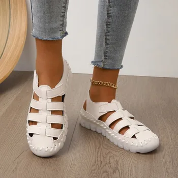 Summer Designer Kids Sandals New Boys Girls Solid Color Casual Baotou Roman Sandals Velcro Beach Children Shoes Gladiator
