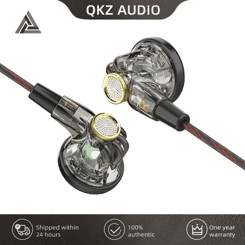 QKZ MDR 플랫 헤드 헤드폰, AUX 유선 다이내믹 드라이버, HiFi 헤드폰, 휴대폰 및 MP3 플레이어용 대형 무빙 코일, 3.5mm