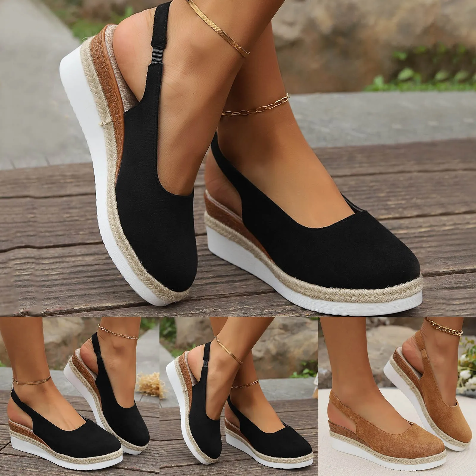 Platform Sandals Ins Style Women Braided Bohemian Casual Wedge Sandals Solid Color Wedge Sandals Sandalias De Mujer Verano 2024 8 Sb675cbd850814cfb9afd89a8f8051d88z