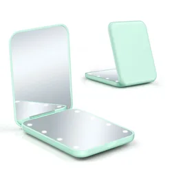Illuminated 2 - Sided Folding Makeup Mirror with Magnification (Green)