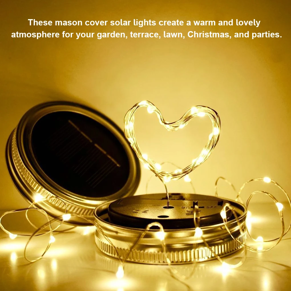 

Solar Power Mason Jar Lid Lights Outdoor Waterproof 2M 20LED Hanging String Lights Christmas Lamp for Garden Patio Porch Lawm