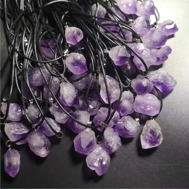 Natural Crystal Pendant Amethyst Rough Stone Necklace Wholesale