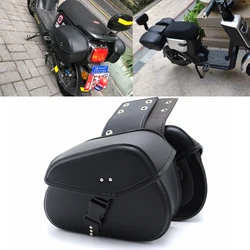 Motorcycle Saddlebag Swingarm Tool Bag - Waterproof Synthetic Leather Storage Solution (Black)