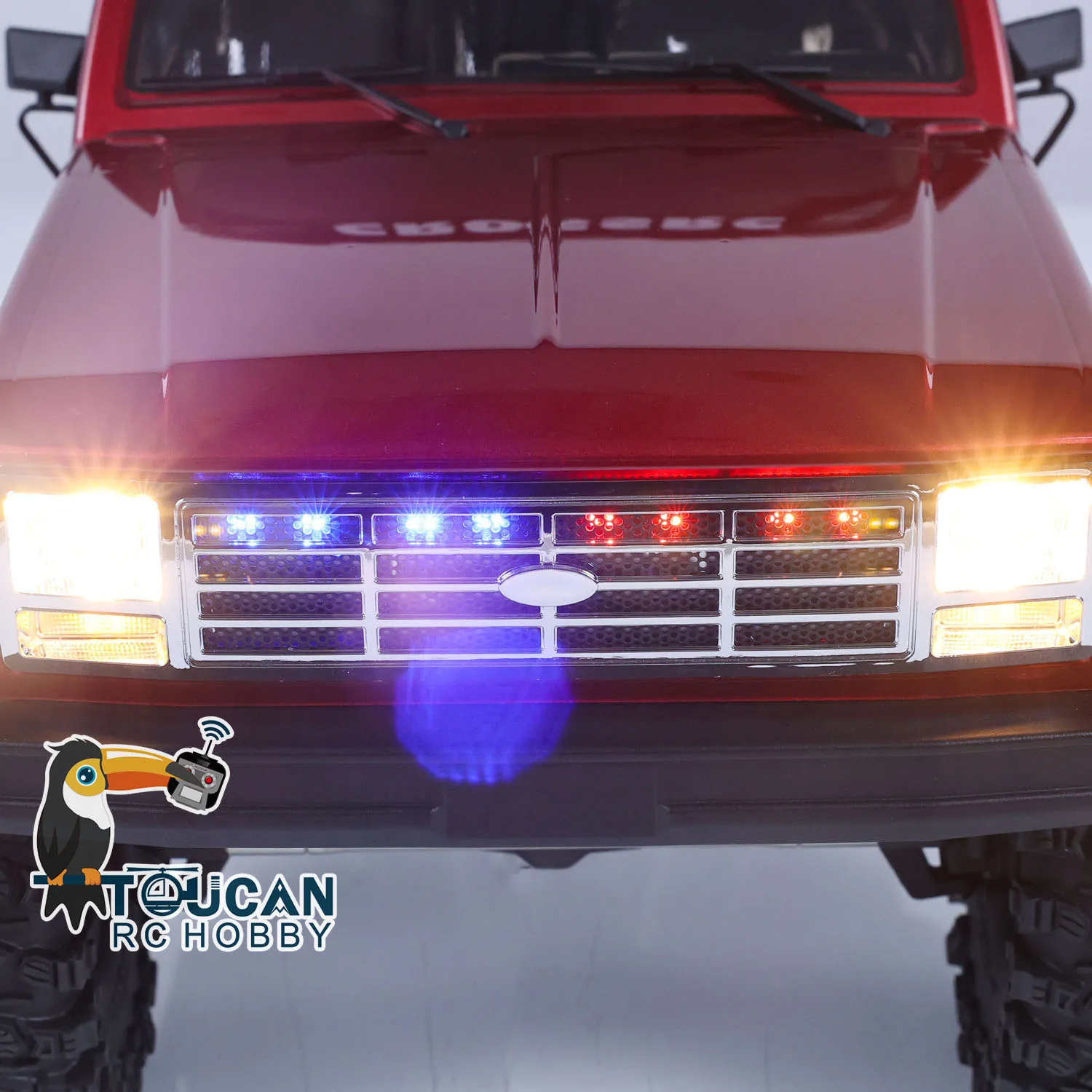 CORSSRC 4WD EMO X3 1/8 RC 4x4 Crawler Car Radio Control Rescue Towing Car Painted Assembled Model Light System 2 speed Vehicle 5