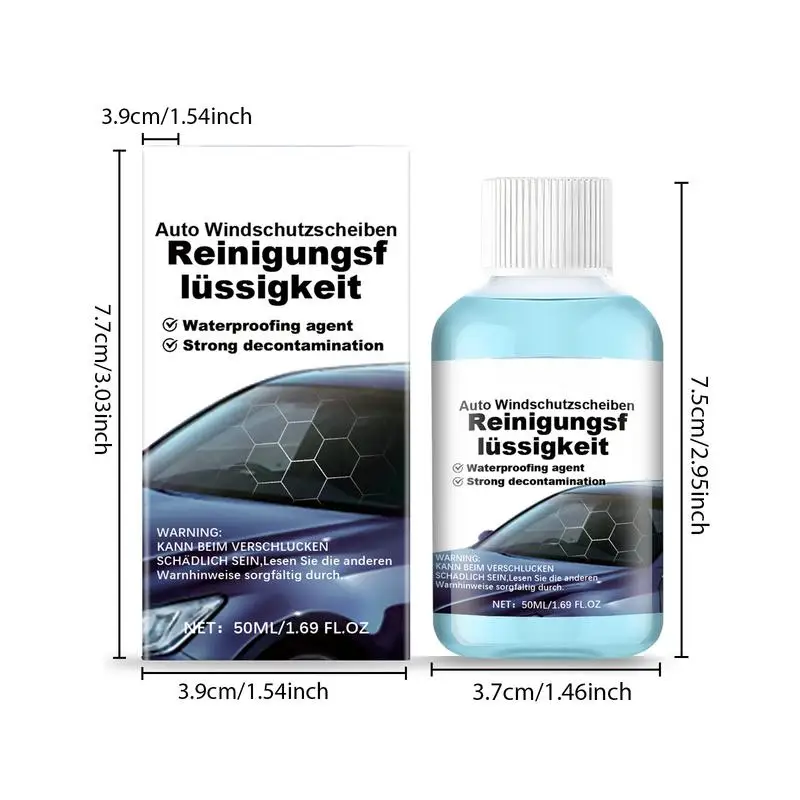 Glass Oil Film Remover 50ml Anti-Fog Glass Cleaner Washer Fluid Long-Lasting Windshield Cleaner Deep Cleaning Rainproof Car