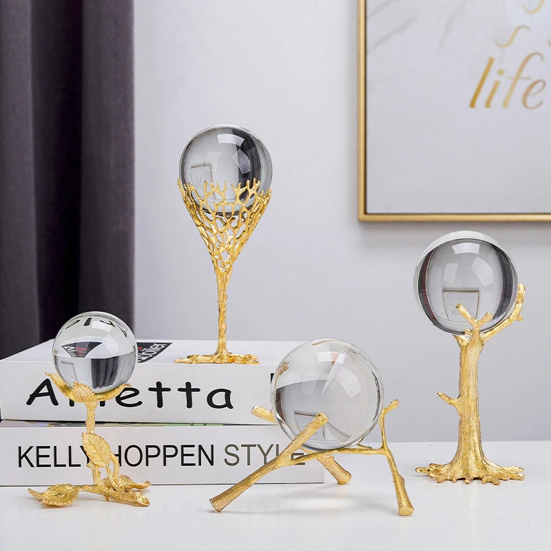 Modern Metal Crystal Ball Desktop Decoration Home Iron Geometric Crafts Nordic Living Room Luxury Ornaments