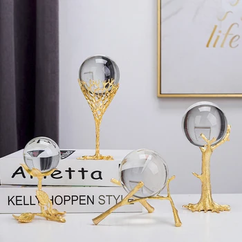 Modern Metal Crystal Ball Desktop Decoration Home Iron Geometric Crafts Nordic Living Room Luxury Ornaments
