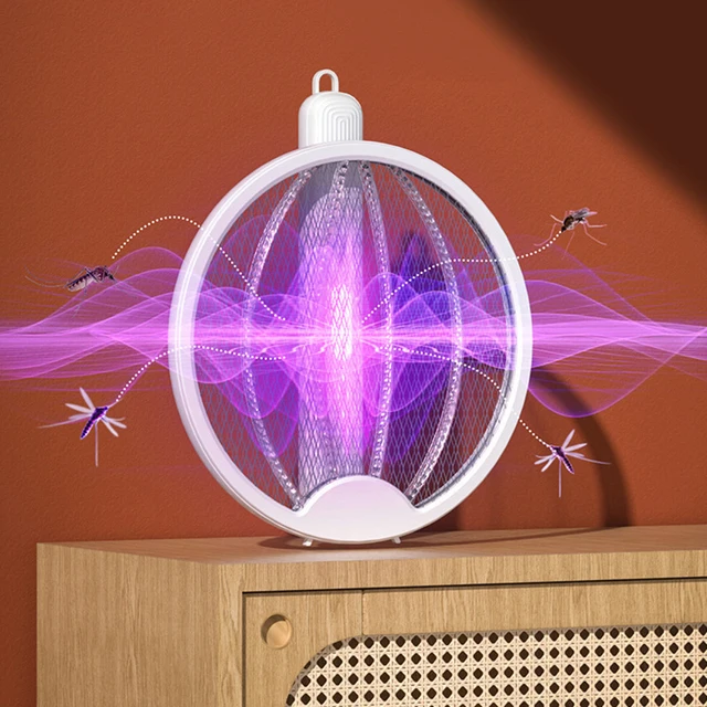 4 Az 1 Összecsukható Elektromos Szúnyog Swatter Falra Szerelt Kézi 3000 V-Os Újratölthető Szúnyogrépés Állítható Hiba Zapper - Image 2