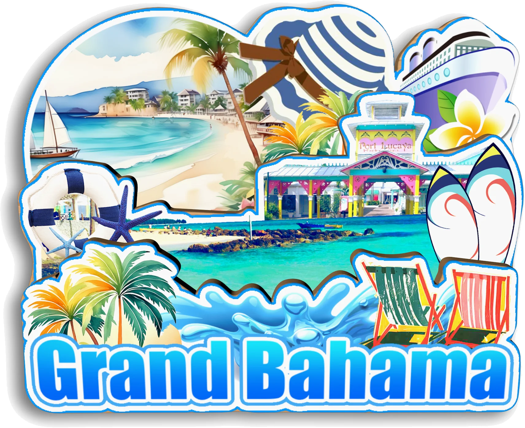 Nassau Freeport Grand Bahama Paradise Island New Providence Bahamas Fridge Magnet Travel Souvenir Gift Handmade Decorative