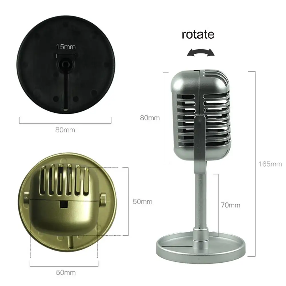 Modèle d'Accessoires de Microphone Vintage, Réglage de la Hauteur Flexible  à l'Ancienne, Microphone de Simulation de Fabrication Exquise et Set de