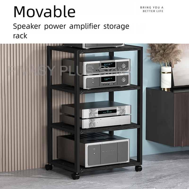 2-5 Tier Speaker Stand 360°Wheel Audio Rack Sturdy Metal Frame Amplifier Shelf 40x50cm Storage Bracket For Home Theater Radio DJ