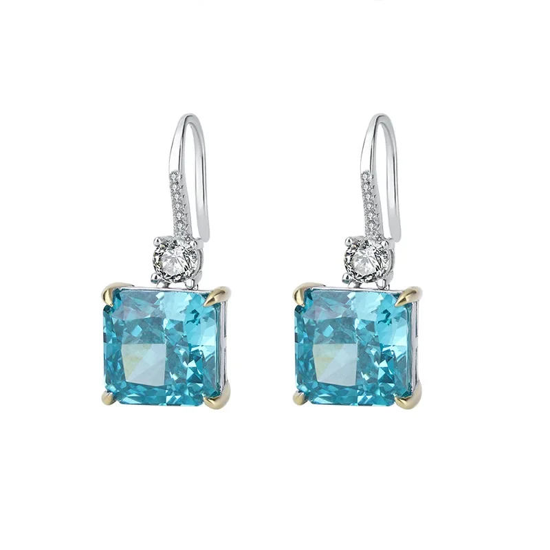 

Spring Qiaoer 925 Sterling Silver G Color Crushed Ice Cut Simulated Moissanite Diamonds Drop Dangle Earrings Fine Jewelry