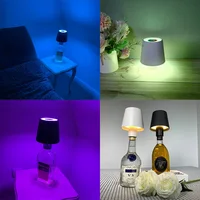 Portable Dimmable Wine Bottle Lamp Touch Wireless Desk Lamps 4000mAh Rechargeable LED Table Lamp RGB Atmosphere Night Lights Bar 2