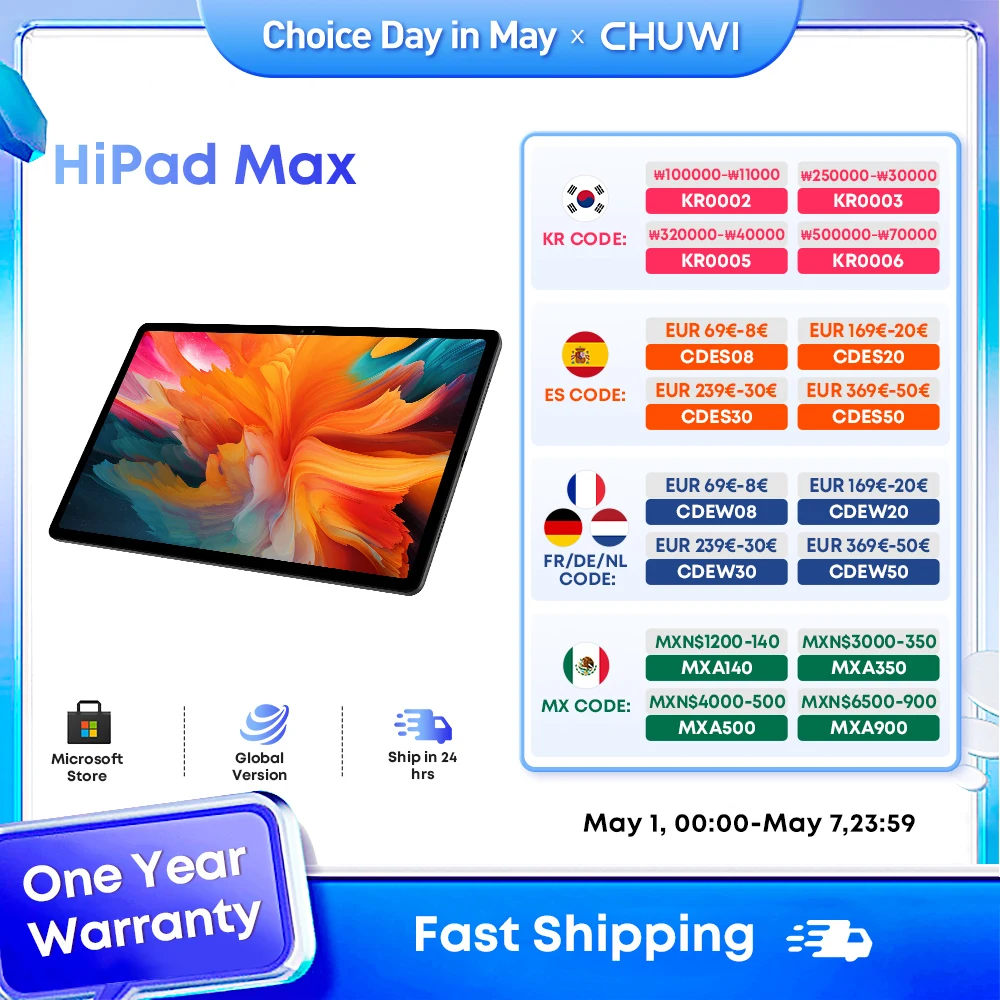 

CHUWI HiPad Max Tablet 10.36-inch 2K Resolution 8GB RAM 128GB ROM Snapdragon 680(2.4GHz) 12 8+5MP Camera BT 5.0 Android Tablets