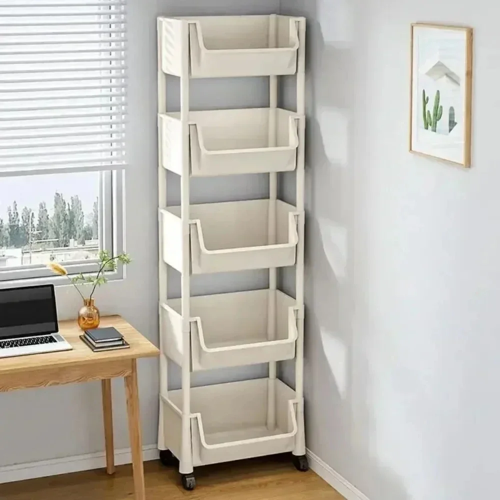 Storage Rack 4/5 Tier Mobile Storage Rack Trolley Organizer With Wheels Plastic Kitchen Organizers Household Cart Mobile Trolley Bookshelf bookshelf storage rack storage rack rolling storage cart