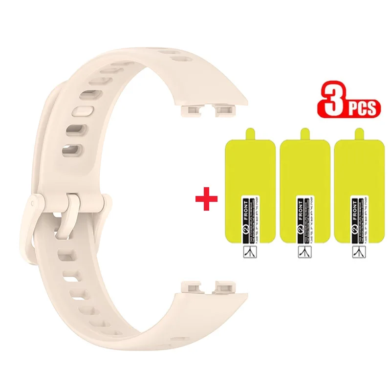 2-in-1 Silicone Strap Band with 3-Pack Anti-Scratch HD Screen Protectors