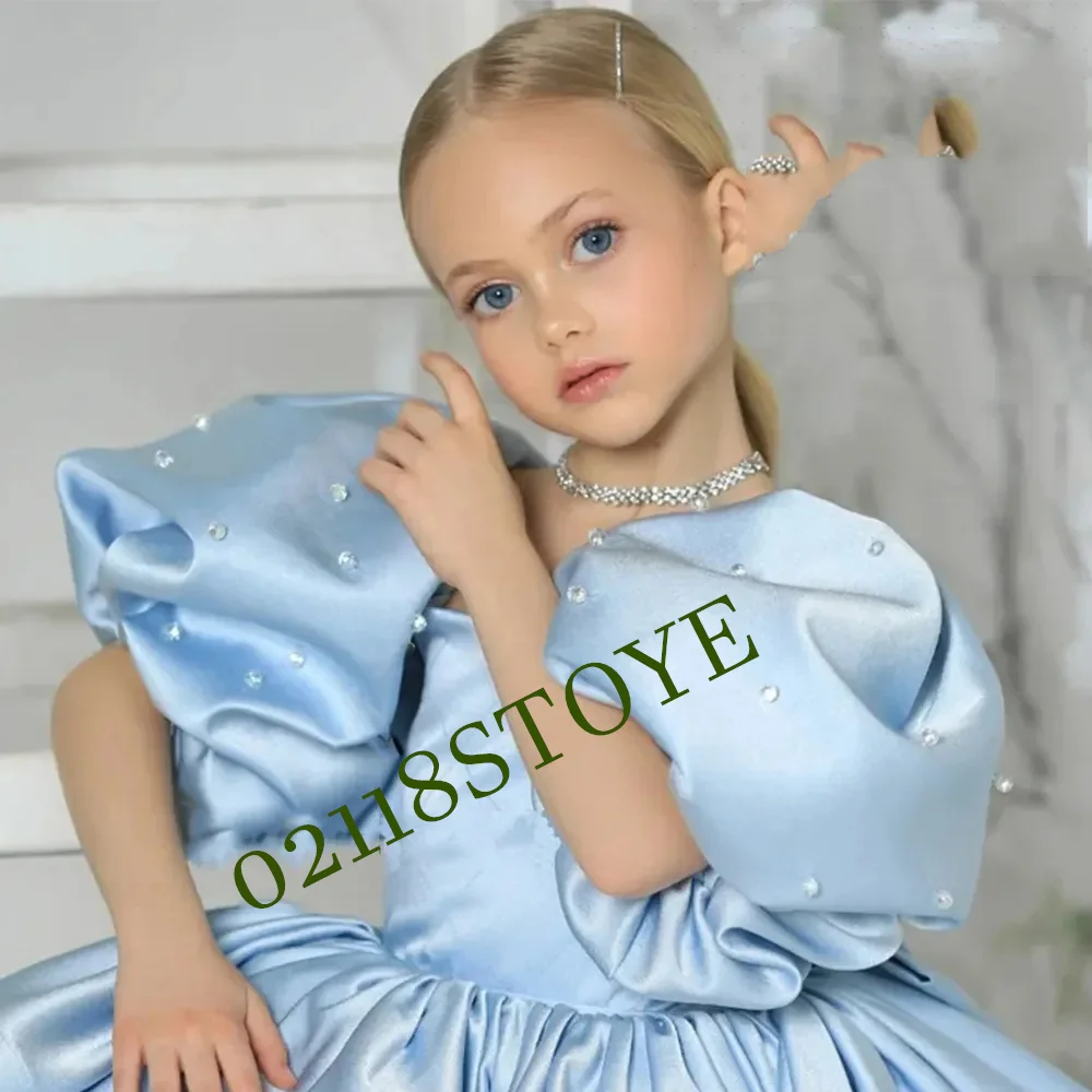 Flower Girl Dresses Floral Applique Dress Girls Dresses Charming Scoop Flower Girls Dresses with Beading for Baby Tutu Satin Modern Christmas Gowns Summer New