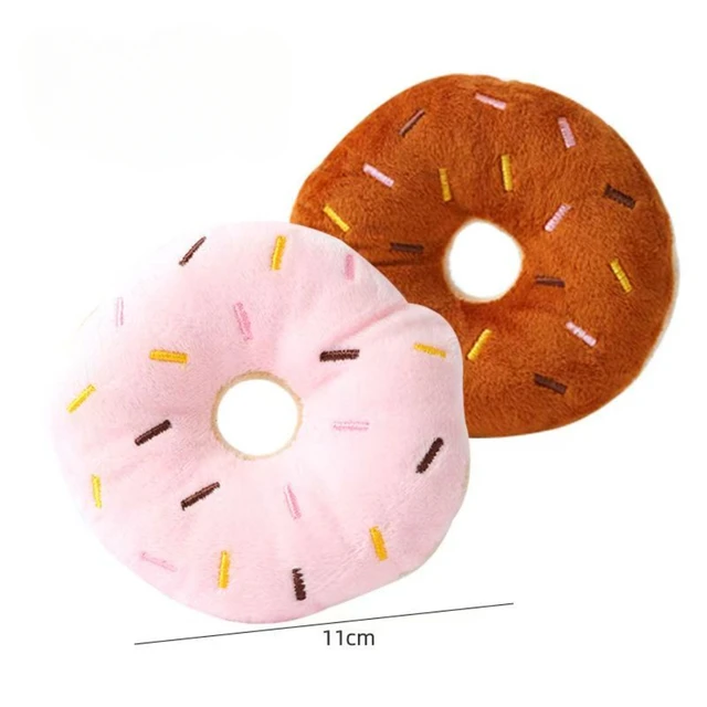 Soft Plush Sound Dog Toy Doughnut Pizza Shape Pet Squeaky Toys for Small Medium Large Dog Puppy Cleaning Teeth Chew Toys 6