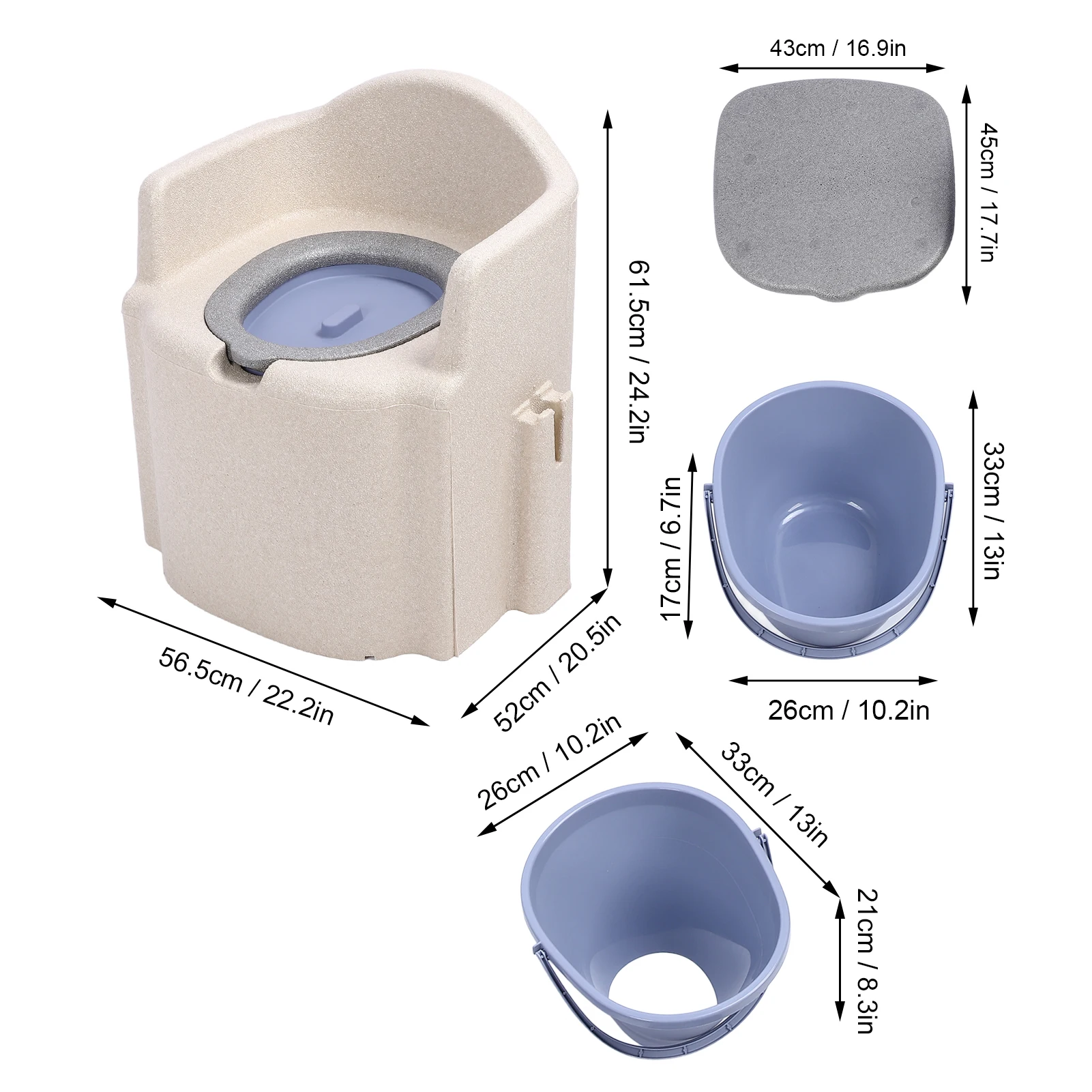 Bedside Commode Chair Sturdy Frame Bedside Shower Chair Gray Soft EPP Easy Cleaning Water Resistant Slip Resistant for Seniors 6
