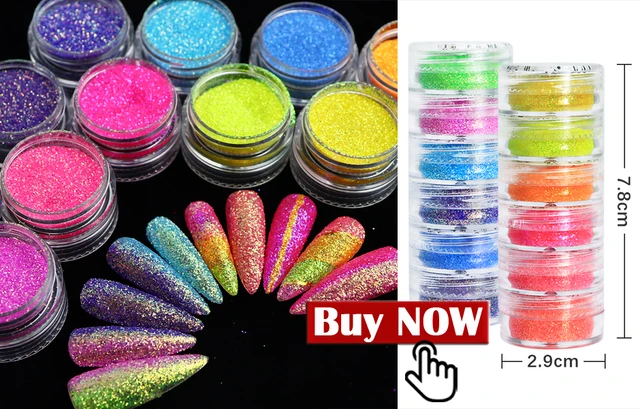 Mirror Iridescent Nail Art Sequins Holographic Mixed Hexagon Chunky Nail  Glitter Powder Flakes Sparkly Spangles Manicure LAGB