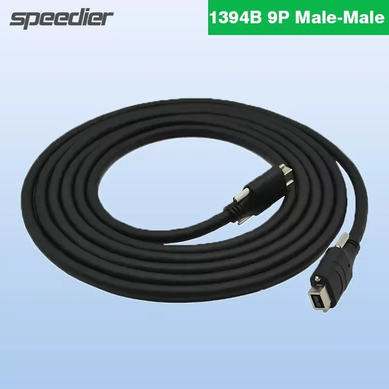 

1394B Industrial Camera Data Cable CCD Firewire 9PIN Male to Male With Locking Screws Shielded Signal Flexible 1394 800 Cable 3M